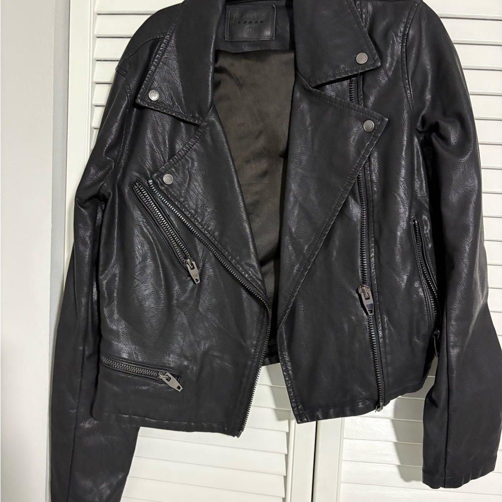 Blank NYC Black Faux Leather Moto Jacket with Asymmetrical Zip